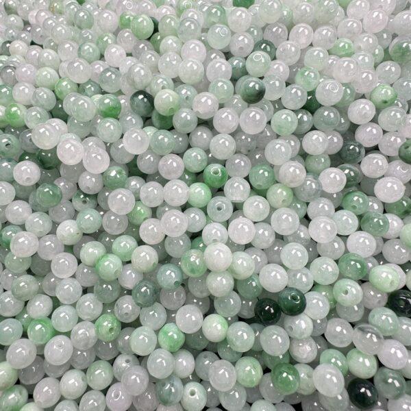 20 pcs /50 pcs round shape genuine natural icy white and green jadeite bead, jade bead - Image 4