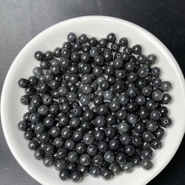 50 pcs 6.5 mm round shape genuine natural black gray jadeite bead, jade bead - Image 5