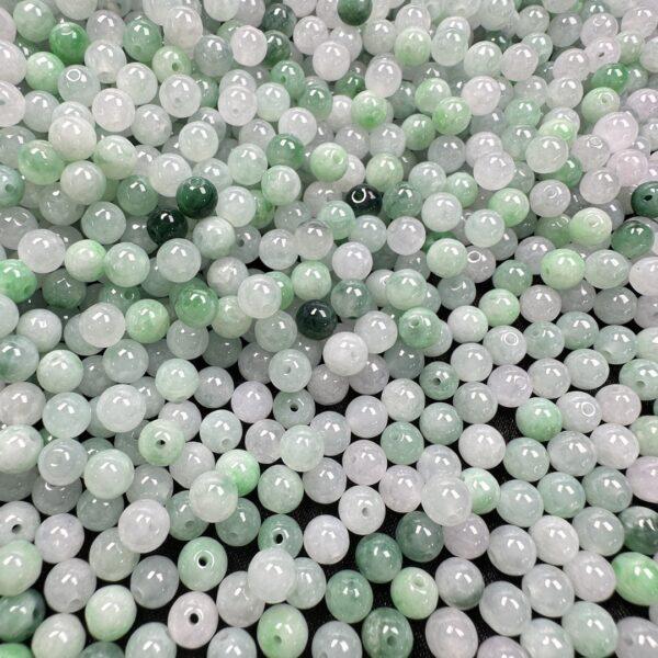 20 pcs /50 pcs round shape genuine natural icy white and green jadeite bead, jade bead - Image 5
