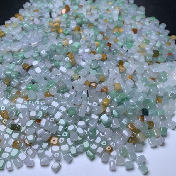 10 pcs / 20 pcs cube shape genuine natural icy colorful jadeite bead, jade bead - Image 5