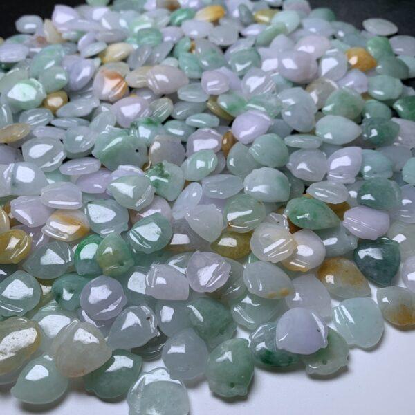 5 pcs / 10 pcs peach heart shape genuine natural icy colorful jadeite charm, jade charm - Image 5