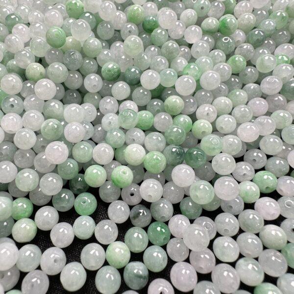 20 pcs /50 pcs round shape genuine natural icy white and green jadeite bead, jade bead - Image 6