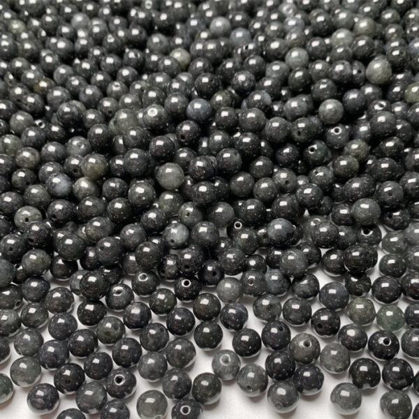 50 pcs 6.5 mm round shape genuine natural black gray jadeite bead, jade bead - Image 7