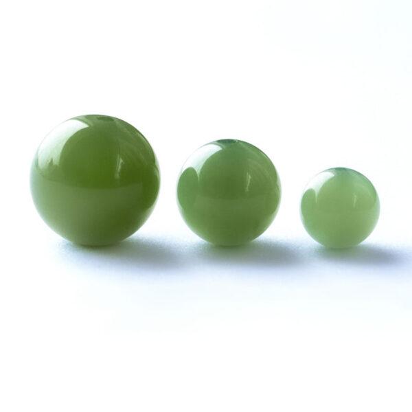 10 pcs half drilled round shape green genuine natural nephrite jade bead