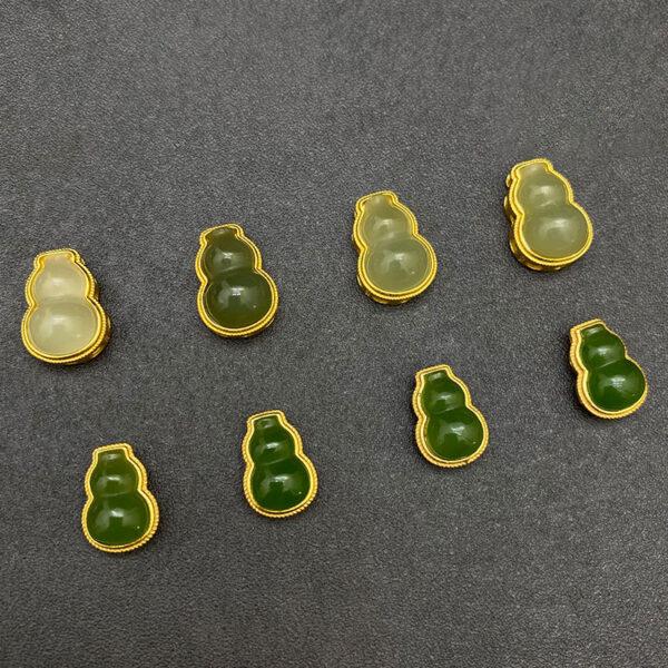 fine gourd shape genuine natural green nephrite jade bead