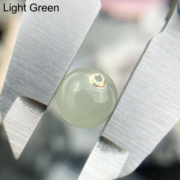 fine cylinder shape 18k gold genuine natural green nephrite jade bead - Image 6