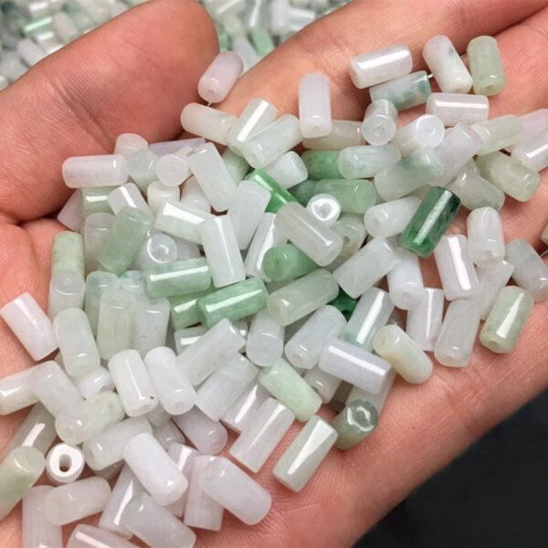 50 pcs / 100 pcs tube shape genuine natural jadeite bead, jade bead - Image 2