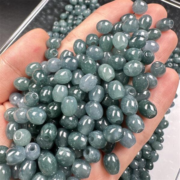 20 pcs / 50 pcs oval shape genuine natural icy blue green jadeite bead, jade bead - Image 2