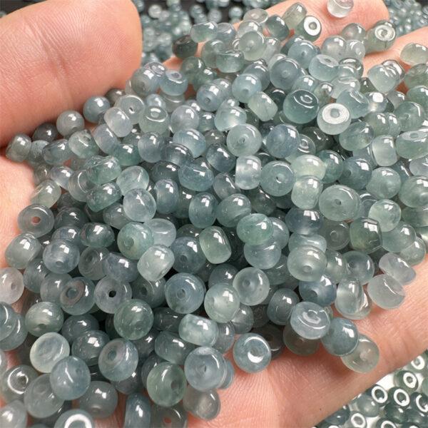 50 pcs / 100 pcs small rondelle shape genuine natural icy blue jadeite bead, jade bead - Image 2