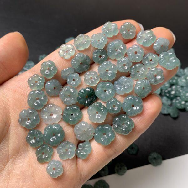 5 pcs / 10 pcs flower shape genuine natural icy blue jadeite bead, jade bead - Image 2