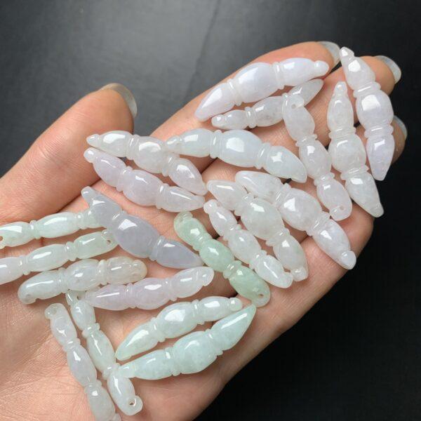 5 pcs / 10 pcs lotus root shape genuine natural jadeite charm bead, jade bead, bracelet accessory - Image 2
