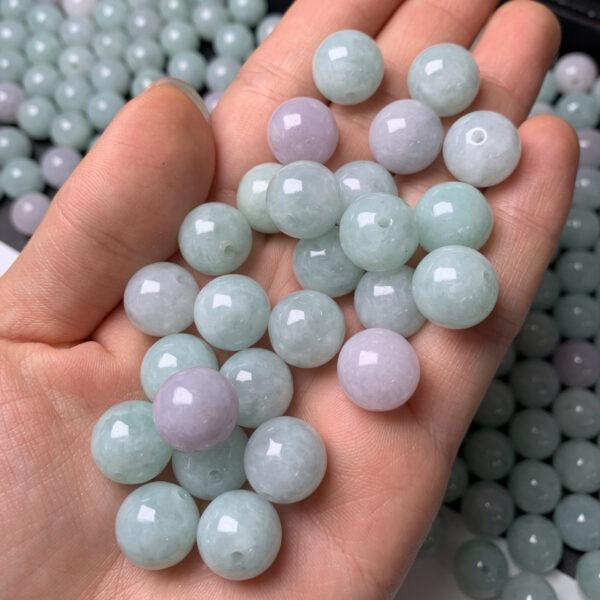 5 pcs / 10 pcs round shape genuine natural icy jadeite bead, jade bead - Image 2