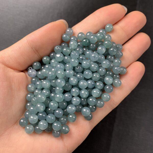 20 pcs / 50 pcs round shape genuine natural icy blue jadeite bead, jade bead - Image 2