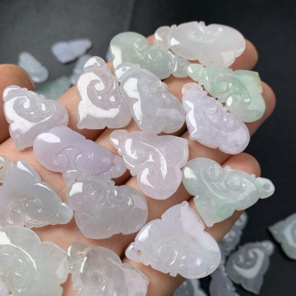 2 pcs / 5 pcs cloud ruyi shape genuine natural jadeite charm, jade bead - Image 2