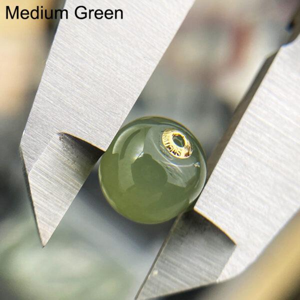 fine cylinder shape 18k gold genuine natural green nephrite jade bead - Image 7