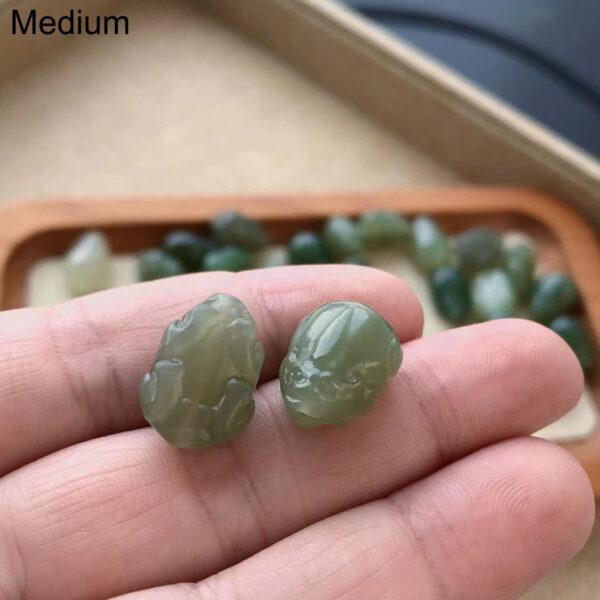 fine pixiu shape genuine natural green nephrite jade bead - Image 9
