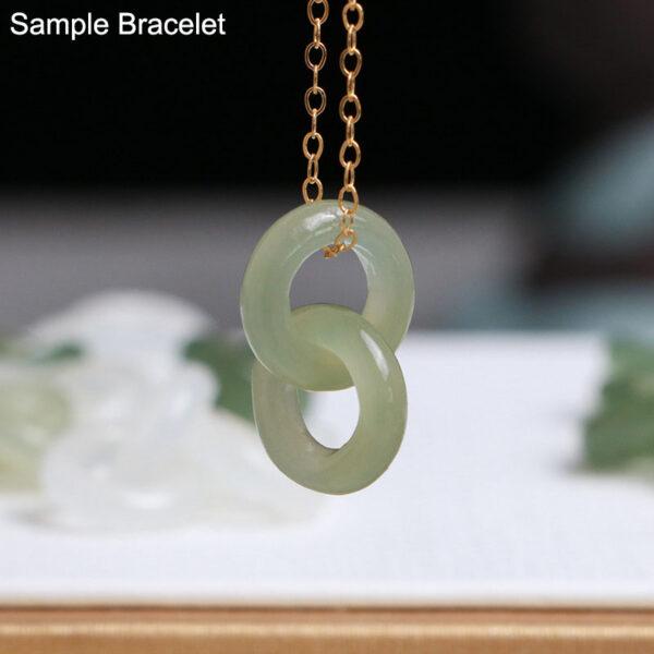 double rings shape genuine natural green nephrite jade bead - Image 2