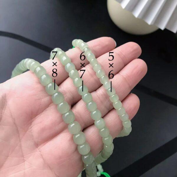 whole string drum shape green genuine natural nephrite jade bead - Image 2