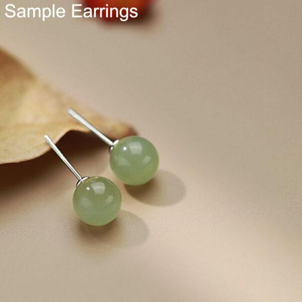 10 pcs half drilled round shape green genuine natural nephrite jade bead - Image 4