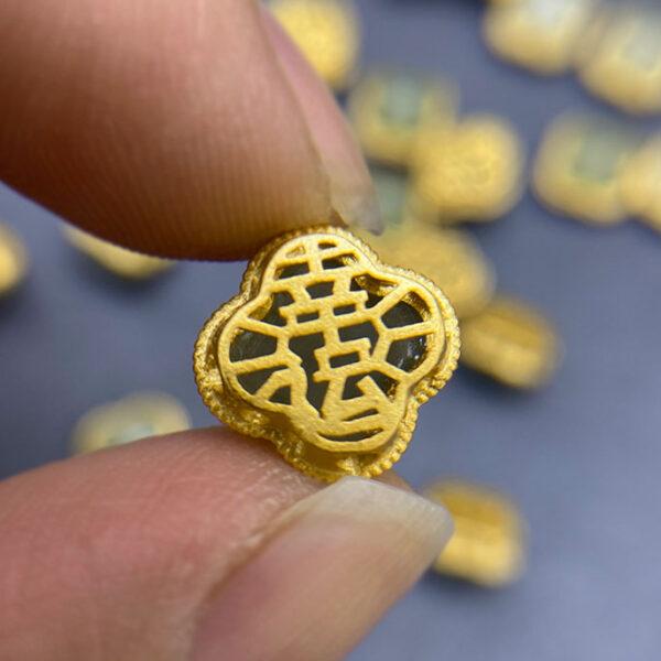 fine Four Leaf Clover shape genuine natural green nephrite jade bead - Image 3