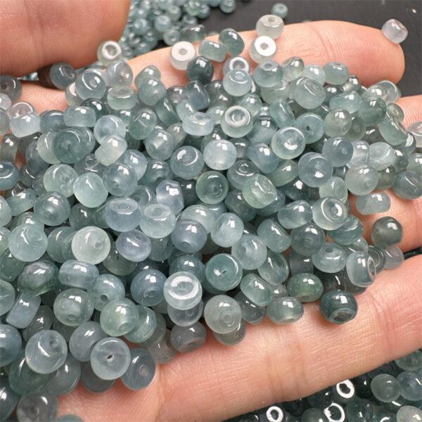 50 pcs / 100 pcs small rondelle shape genuine natural icy blue jadeite bead, jade bead - Image 3