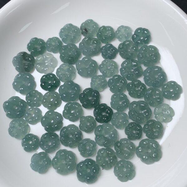 5 pcs / 10 pcs flower shape genuine natural icy blue jadeite bead, jade bead - Image 3