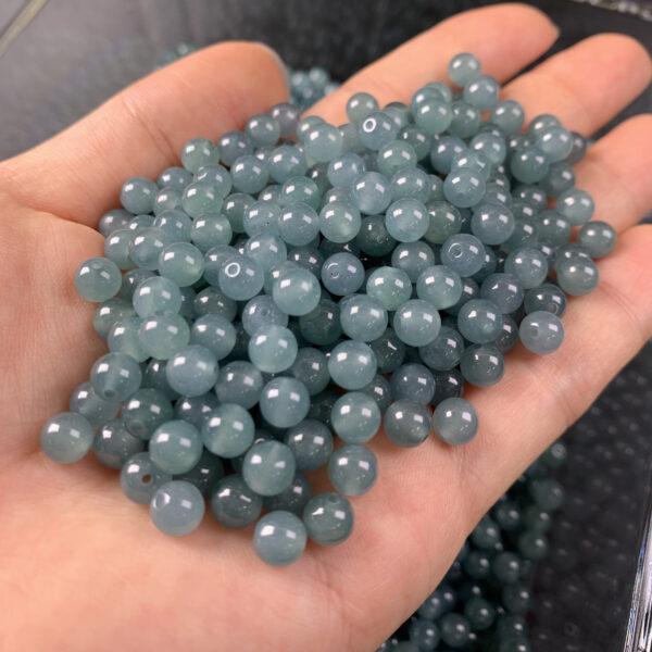 20 pcs / 50 pcs round shape genuine natural icy blue jadeite bead, jade bead - Image 3