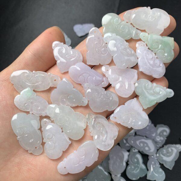 2 pcs / 5 pcs cloud ruyi shape genuine natural jadeite charm, jade bead - Image 3