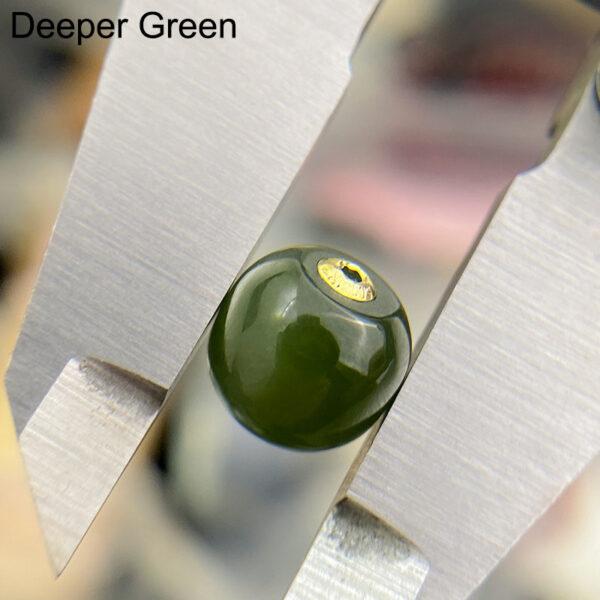 fine cylinder shape 18k gold genuine natural green nephrite jade bead - Image 8