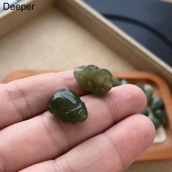 fine pixiu shape genuine natural green nephrite jade bead - Image 10