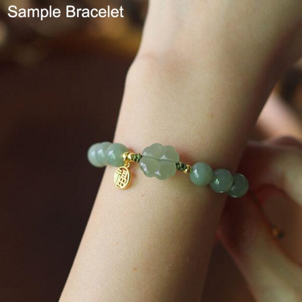 2 pcs / 5 pcs four leaf clover shape genuine natural green nephrite jade bead - Image 3