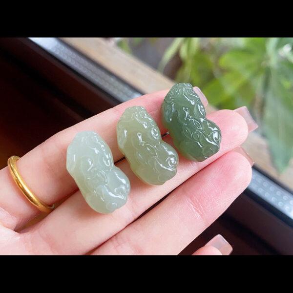 fine pixiu shape genuine natural green nephrite jade charm pendant bead - Image 3