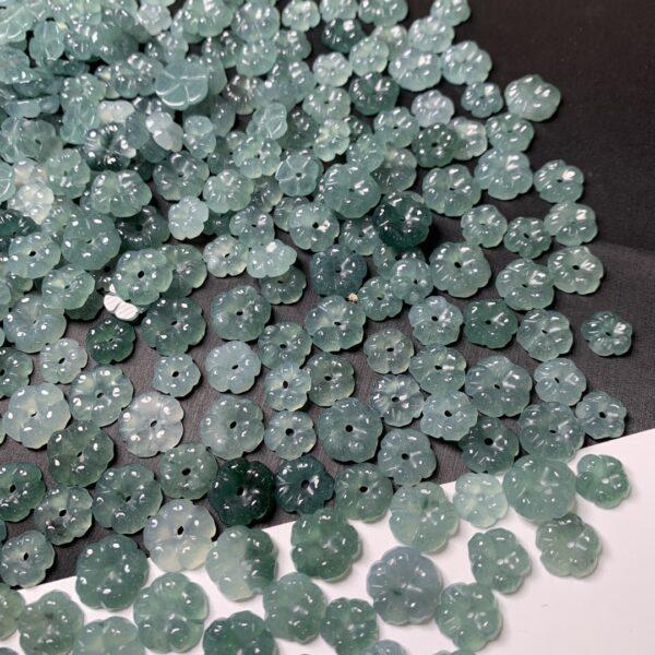 5 pcs / 10 pcs flower shape genuine natural icy blue jadeite bead, jade bead - Image 4