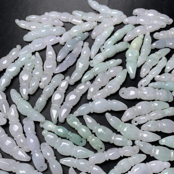 5 pcs / 10 pcs lotus root shape genuine natural jadeite charm bead, jade bead, bracelet accessory - Image 4