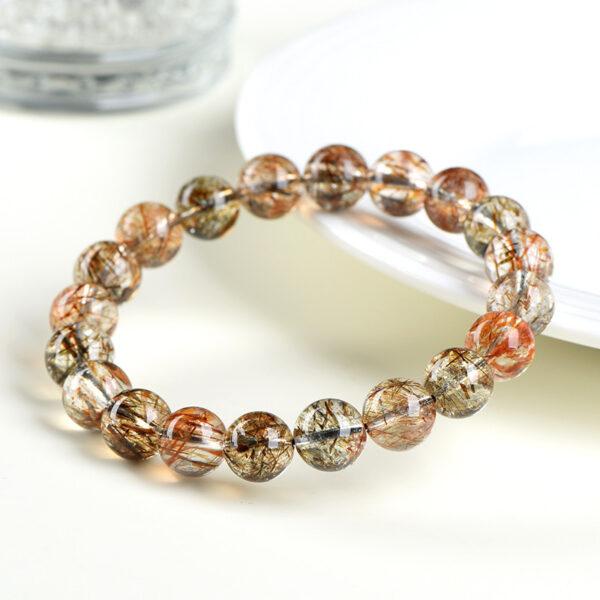 4mm - 12mm round shape 7A natural black gold super seven 7 rutilated quartz beaded bracelet - Image 4