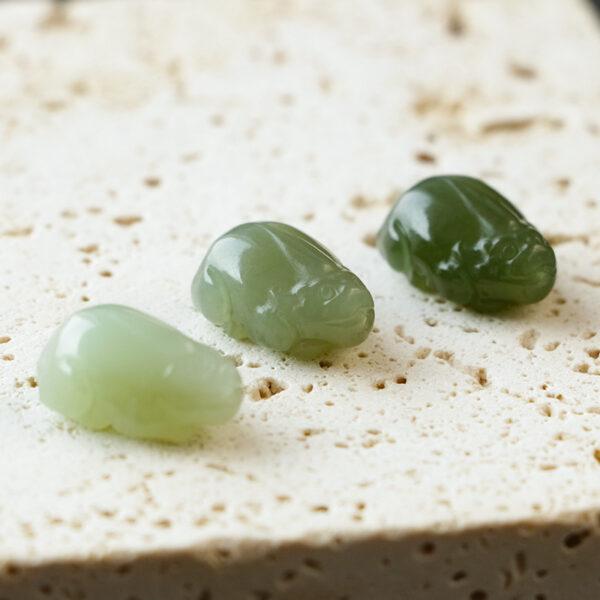 fine pixiu shape genuine natural green nephrite jade bead - Image 4