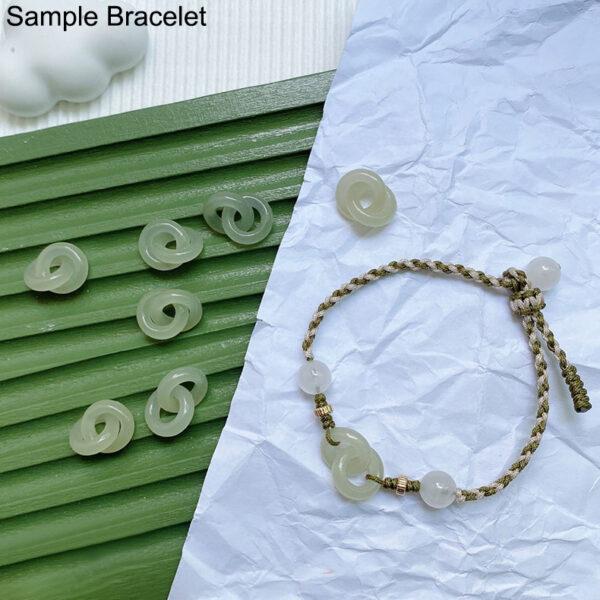 double rings shape genuine natural green nephrite jade bead - Image 4