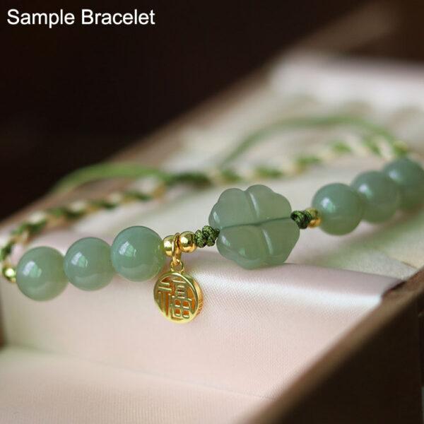 2 pcs / 5 pcs four leaf clover shape genuine natural green nephrite jade bead - Image 4