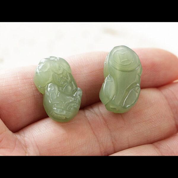 fine pixiu shape genuine natural green nephrite jade charm pendant bead - Image 4