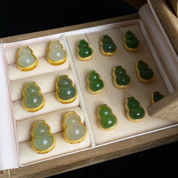 fine gourd shape genuine natural green nephrite jade bead - Image 4
