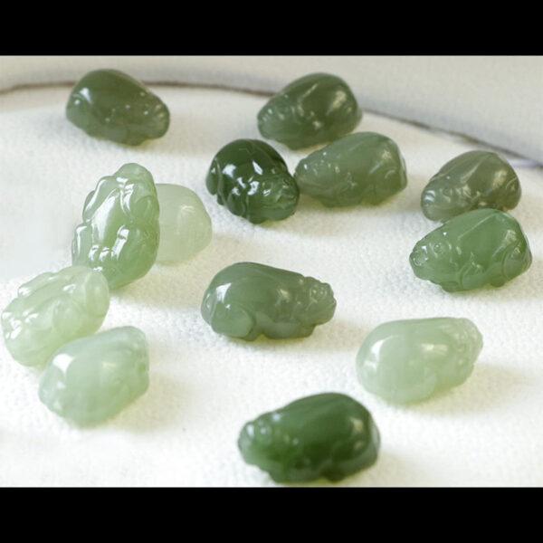 fine pixiu shape genuine natural green nephrite jade bead - Image 5