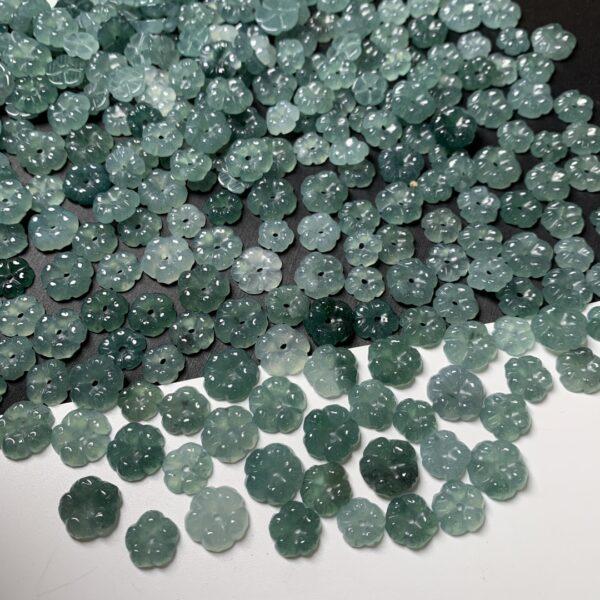 5 pcs / 10 pcs flower shape genuine natural icy blue jadeite bead, jade bead - Image 5