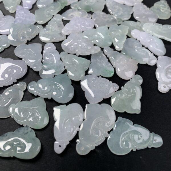 2 pcs / 5 pcs cloud ruyi shape genuine natural jadeite charm, jade bead - Image 5