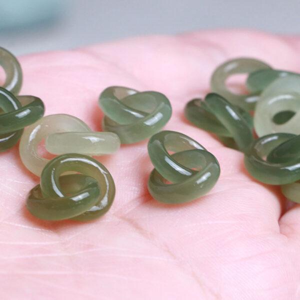 double rings shape genuine natural green nephrite jade bead - Image 5