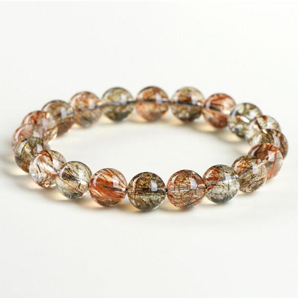 4mm - 12mm round shape 7A natural black gold super seven 7 rutilated quartz beaded bracelet - Image 5
