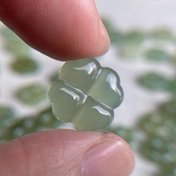 2 pcs / 5 pcs four leaf clover shape genuine natural green nephrite jade bead - Image 5