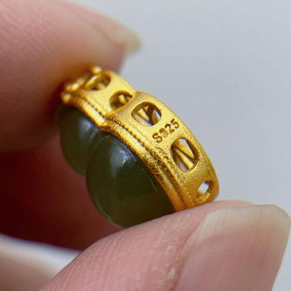 fine gourd shape genuine natural green nephrite jade bead - Image 5