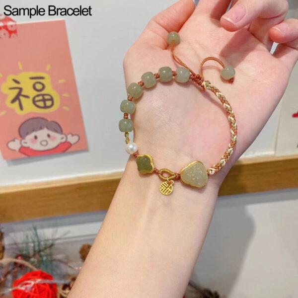 fine Four Leaf Clover shape genuine natural green nephrite jade bead - Image 5