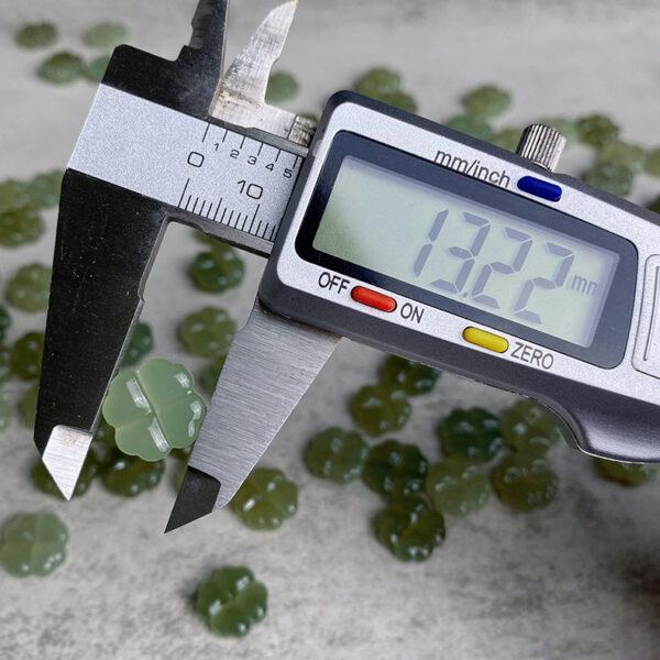 2 pcs / 5 pcs four leaf clover shape genuine natural green nephrite jade bead - Image 6