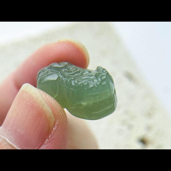 fine pixiu shape genuine natural green nephrite jade charm pendant bead - Image 6